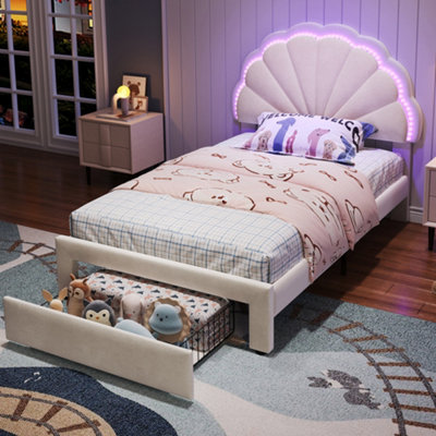 MATTEO Upholstered bed, adults teenagers 3ft single bed Shell shape ...