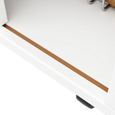 Matteo White Extendable Kitchen Island with Wood Grain Worktop, Sliding ...
