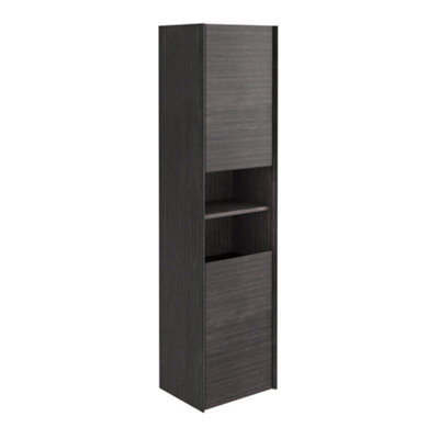 Matterhorn Dark Oak Wall Hung Bathroom Tall Storage Cabinet (H)1700mm (W)400mm