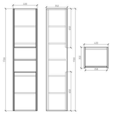 Matterhorn Natural Oak Wall Hung Bathroom Tall Storage Cabinet (H)1700mm (W)400mm