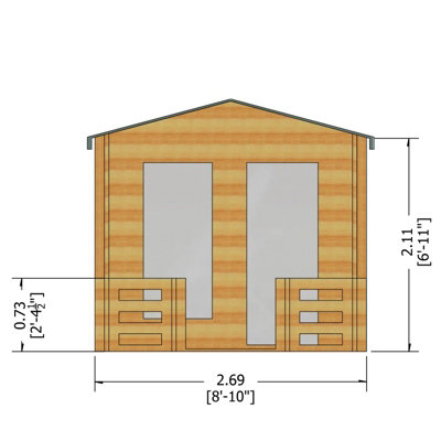 Maulden 19 mm Log Cabin 9 x 9 Feet + Verandah