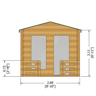 Maulden with veranda Log Cabin Home Office Garden Room Approx 9 x 9 Feet