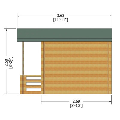 Maulden with veranda Log Cabin Home Office Garden Room Approx 9 x 9 Feet - 4