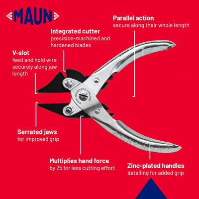 Maun Side Cutter Parallel Plier For Hard Wire 140 mm