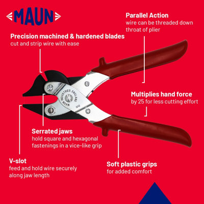 Maun Side Cutter Parallel Plier For Hard Wire Comfort Grips 200 mm