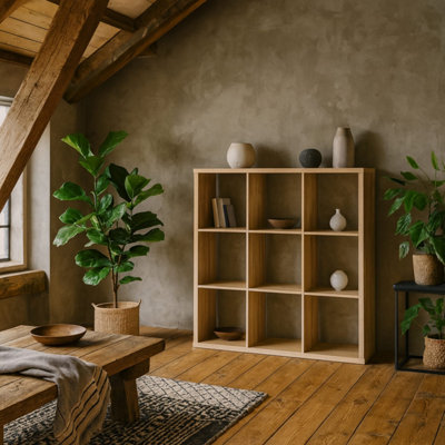 Mauro 3x3 Freestanding Cube Storage Unit in Sonoma Oak, Matt Oak-Effect Finish
