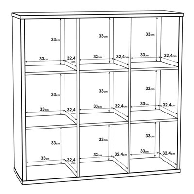 Mauro 3x3 Freestanding Cube Storage Unit in Sonoma Oak, Matt Oak-Effect Finish