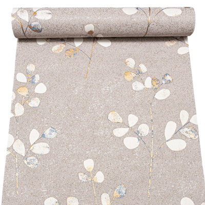 Mauve Metallic Floral Wallpaper Blue Gold Silver Textured Feature Wall Lounge Bedroom