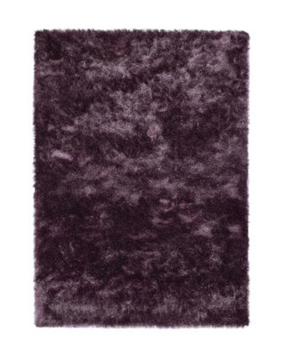 Mauve Shaggy Rug, Handmade Rug, Anti-Shed Easy to Clean Rug, Modern Plain Rug for Bedroom, & Dining Room-120cm X 170cm