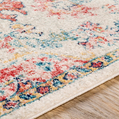 MAVERICK Vintage Traditional Oriental Boho Bright Red Area Rug 200 x 275 cm