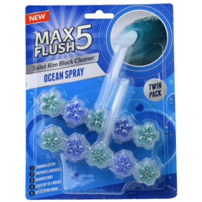 Max Flush 5 Ocean Spray Toilet Rim Block Cleaner (Twin Pack) (Pack of 3)