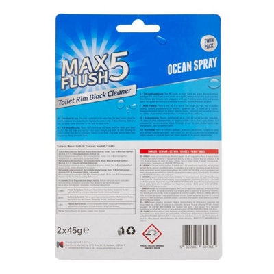 Max Flush 5 Ocean Spray Toilet Rim Block Cleaner (Twin Pack) (Pack of 6)