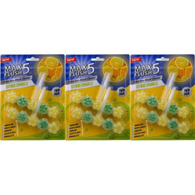 Max Flush Citrus Sparkle Toilet Rim Block Cleaner (Twin Pack) (Pack of 3)