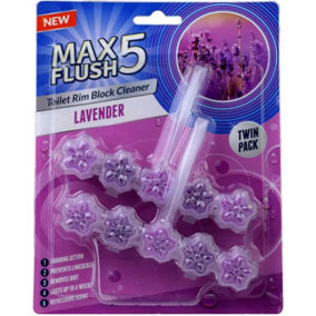 Max Flush Lavender Toilet Rim Block Cleaner (Twin Pack)