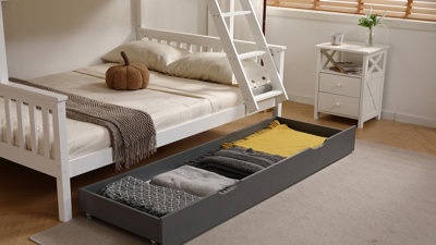 Max Large Wooden Underbed Drawer - Grey