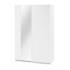 Maxi 03 Sliding Door Wardrobe in White - 1700mm x 2350mm x 710mm - Sleek Storage Solution with Mirrored Door