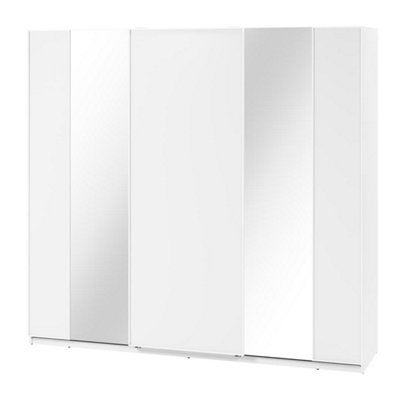 Maxi 06 Sliding Door Wardrobe in White - 2500mm x 2350mm x 710mm - Grand Storage with Mirrored Enhancement