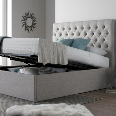 Buy Maxi Driftwood Upholstered Ottoman Storage King Size Bed Frame Only