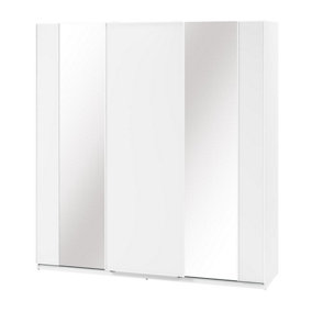 Maxi MX-05 Sliding Door Wardrobe in White - 2200mm x 2350mm x 710mm - Broad Elegance with Dual Mirrored Doors