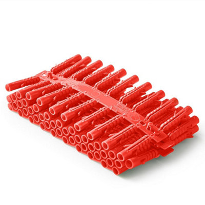 Maxifix 100pc 6mm Red Plastic Wall Plugs