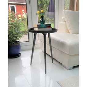 Maxine Tripods Metal Side Table,Antique Silver