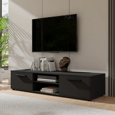 MAXIONE 10 TV CABINET 190CM - BLACK, BOLD STATEMENT MEDIA CONSOLE