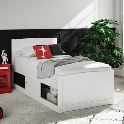 Maxistore 3 Door Black Wooden Storage Single Bed Frame