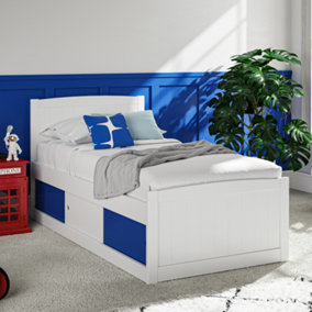 Maxistore 3 Door Blue Wooden Storage Single Bed Frame