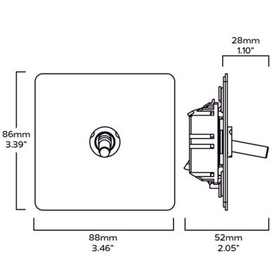 MAXWELL 1G Smooth Intermediate Toggle Switch - Brass