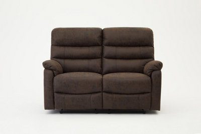 Maxwell Sofa Suite 2 Seater Manual Recliner Air Leather Padded, Brown
