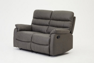 Maxwell Sofa Suite 2 Seater Manual Recliner Air Leather Padded, Grey