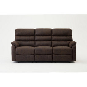 Maxwell Sofa Suite 3 Seater Manual Recliner Air Leather Padded, Brown