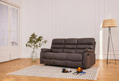 Maxwell Sofa Suite 3 Seater Manual Recliner Air Leather Padded, Grey