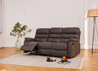 Maxwell Sofa Suite 3 Seater Manual Recliner Air Leather Padded, Grey