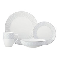 Maxwell & Williams Harlequin Coupe 16 Piece Grey Edged Dinner Set