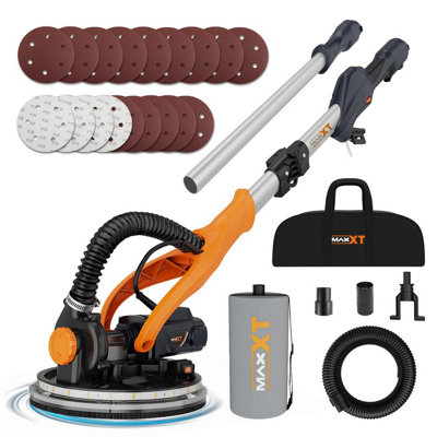 MAXXT Electric Drywall Sander Kit LED Light, Telescopic Handle, Self ...