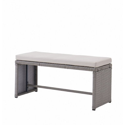 Maya 5 Piece Rattan Garden Lounge Set Outdoor Patio with Bench & Table ...