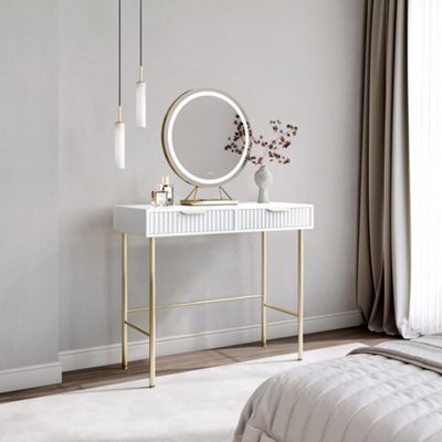 Maya White Dressing Table with Lillia LED Mirror