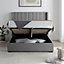Maya Winged Ottoman Light Grey - King Bed Frame Only