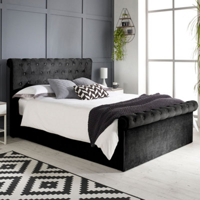 Mayfair Chesterfield Sleigh Ottoman Velvet Bed Frame