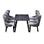 Mayfair Cosmo LUX Dining Set, a Table and Chairs Set of 6, Black/Dark Grey