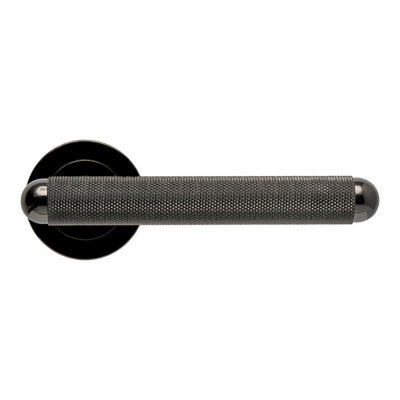 Mayfair Knurled Lever Door Handle on Rose - Black Nickel - Pair ...