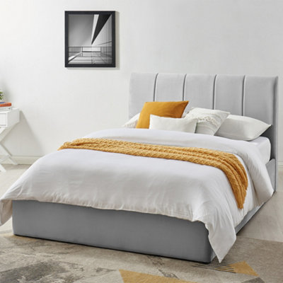 Mayfair Ottoman Silver Grey Velvet Upholstered Double Bed Frame Only