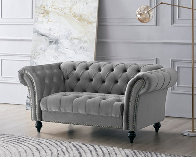 Mayfair Velvet Fabric 2 Seater Sofa, Grey