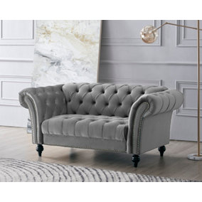 Mayfair Velvet Fabric 2 Seater Sofa, Grey
