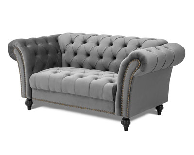 Mayfair Velvet Fabric 2 Seater Sofa, Grey