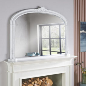 Mayfair White Overmantle Mirror -  H 89cm X W 127cm