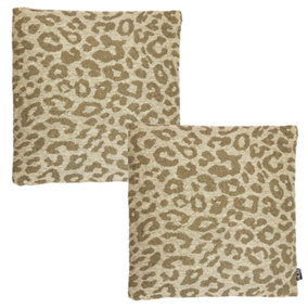Mayfly Green Leopard Print Decorative Throw Scatter Cushion - 45 x 45cm - Pack of 2