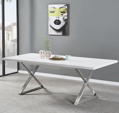 Mayline Extending High Gloss Dining Table In White | DIY at B&Q