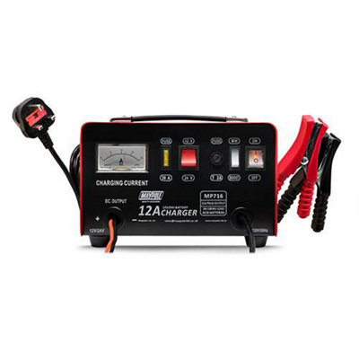 Maypole 12A Metal Battery Charger 12/24V Fast/Boost Mode Robust Steel New MP716